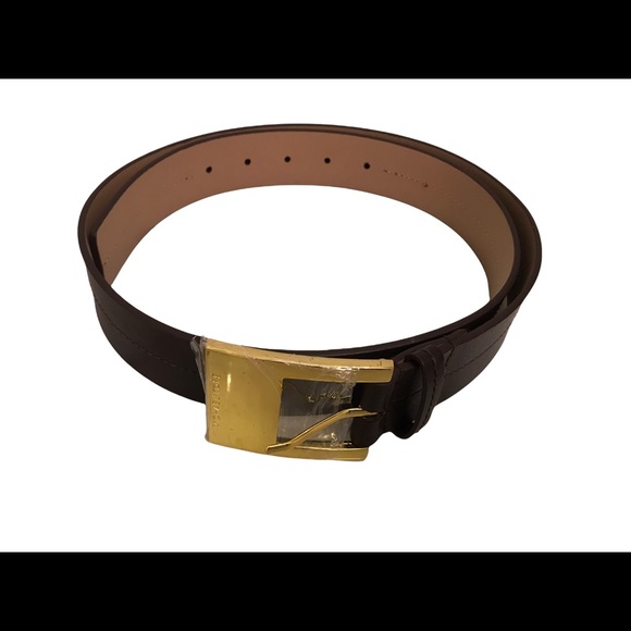 Michael Kors Chocolate belt with gold buckle Large - Picture 1 of 2